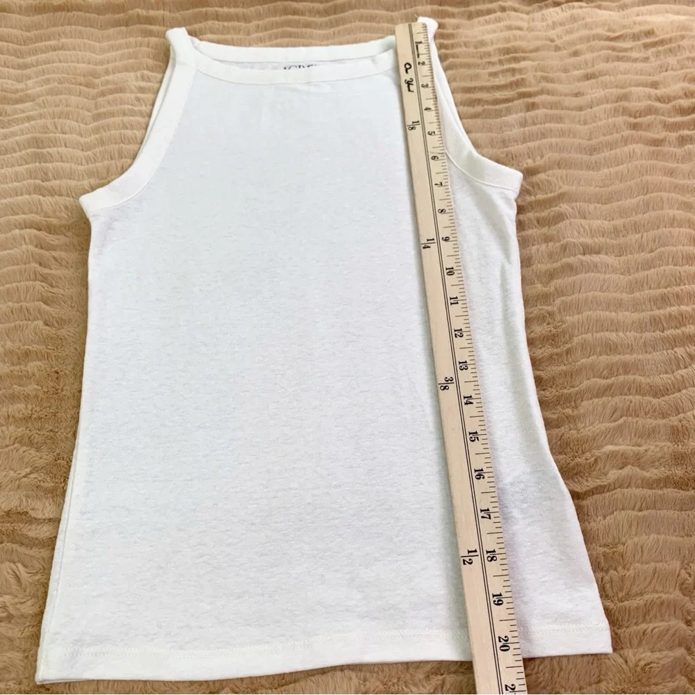J Crew NWT High-neck tank top in stretch‎ linen blend in cream